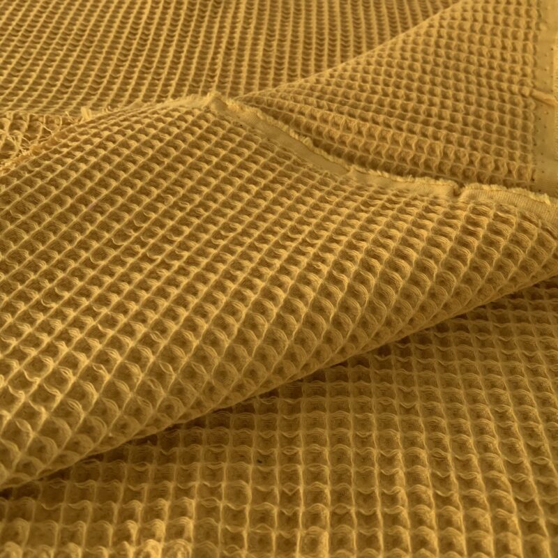 Tissu nid d'abeille moutarde