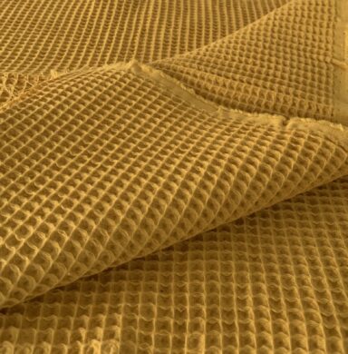Tissu nid d'abeille moutarde