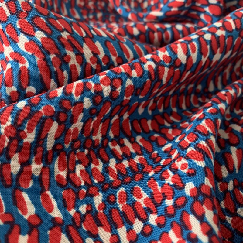 Tissu viscose bleu et rouge