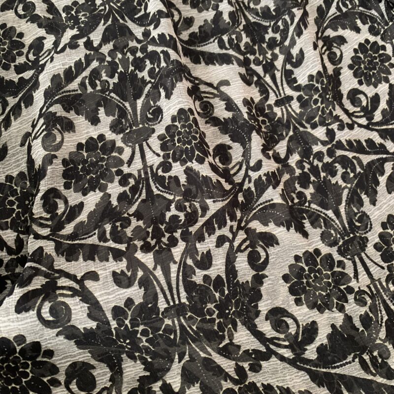 Tissu voile polyester empire noir et gris