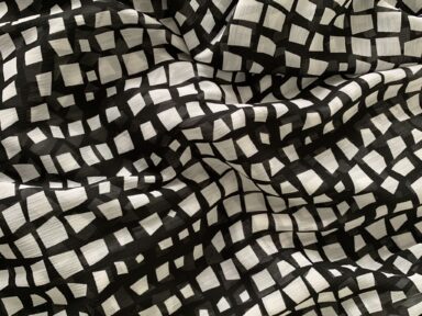 Tissu voile polyester graphique noir et blanc – Image 4