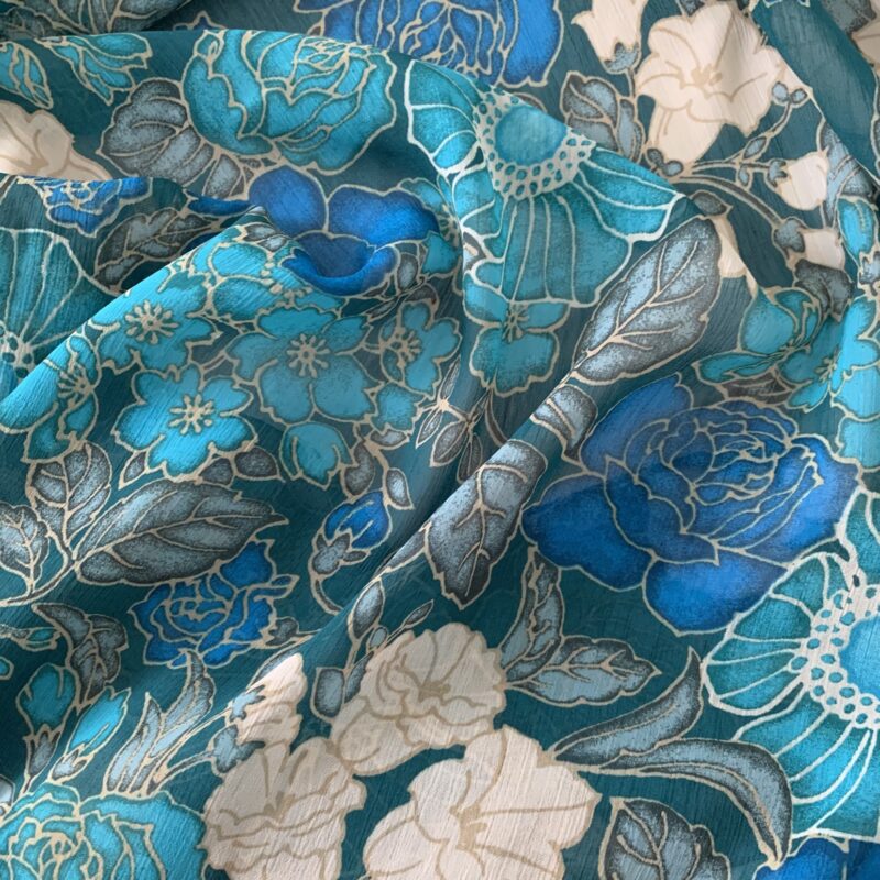 Tissu voile polyester bleu turquoise