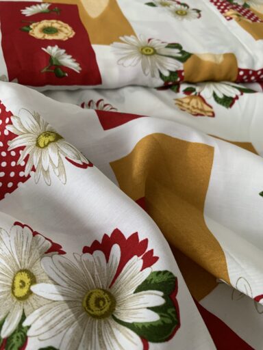 Tissu viscose mélangée marguerite vintage