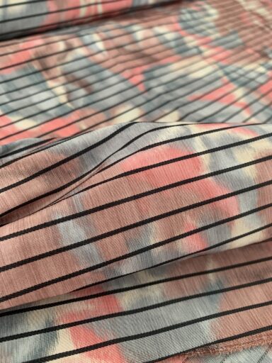 Tissu taffetas fleurs abstraites rayures noires – Image 4