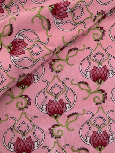 Tissu jersey de coton arabesques roses – Image 2