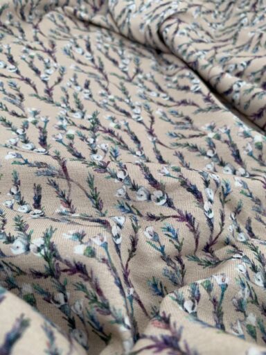 Tissu jersey de coton branches fleuries