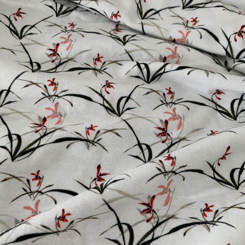 Tissu jersey de coton herbes fleuries