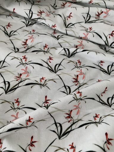 Tissu jersey de coton herbes fleuries