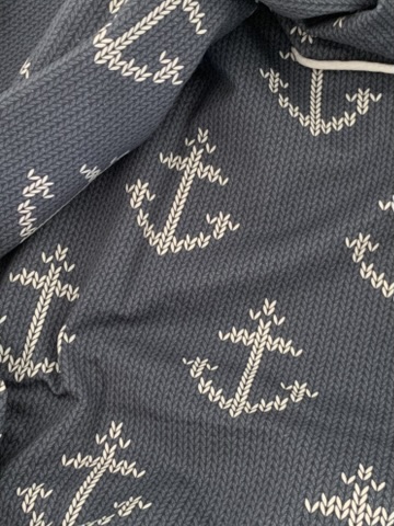 Tissu jersey French Terry ancres marines