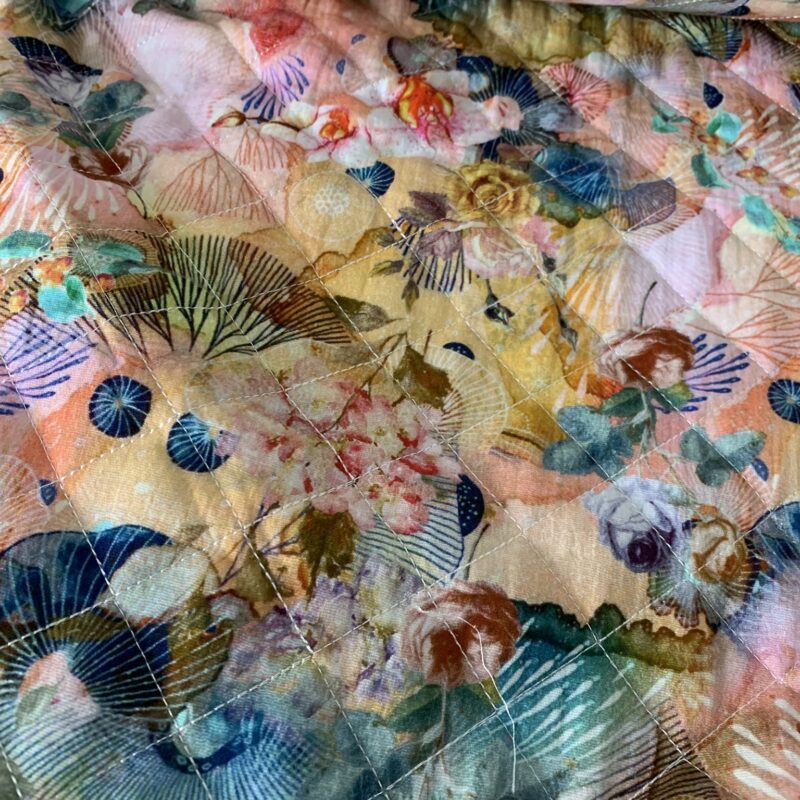 Tissu coton matelassé orchidée