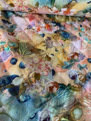 Tissu coton matelassé orchidée