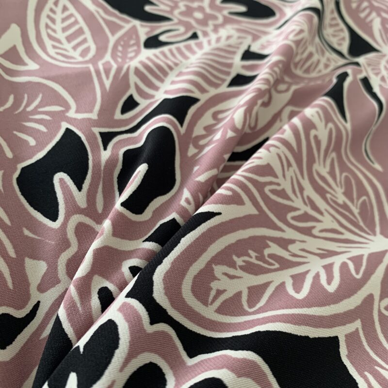 Tissu jersey lycra rose et noir