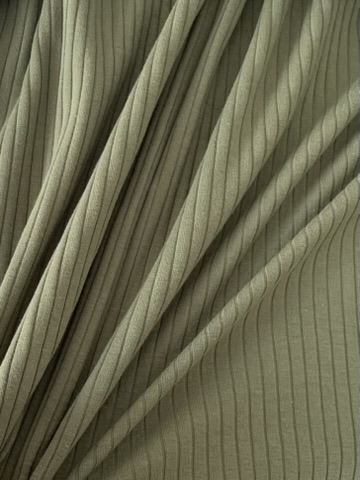 Tissu jersey de coton côtelé kaki