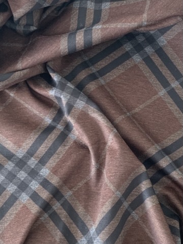 Tissu jersey Milano tartan marron