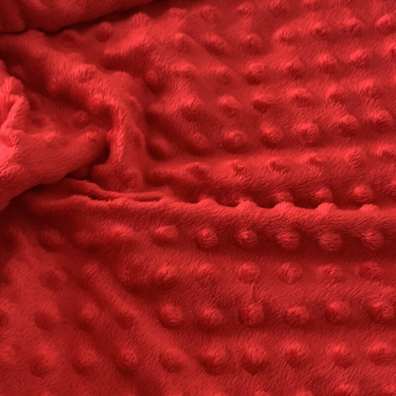 Tissu minky pois relief rouge