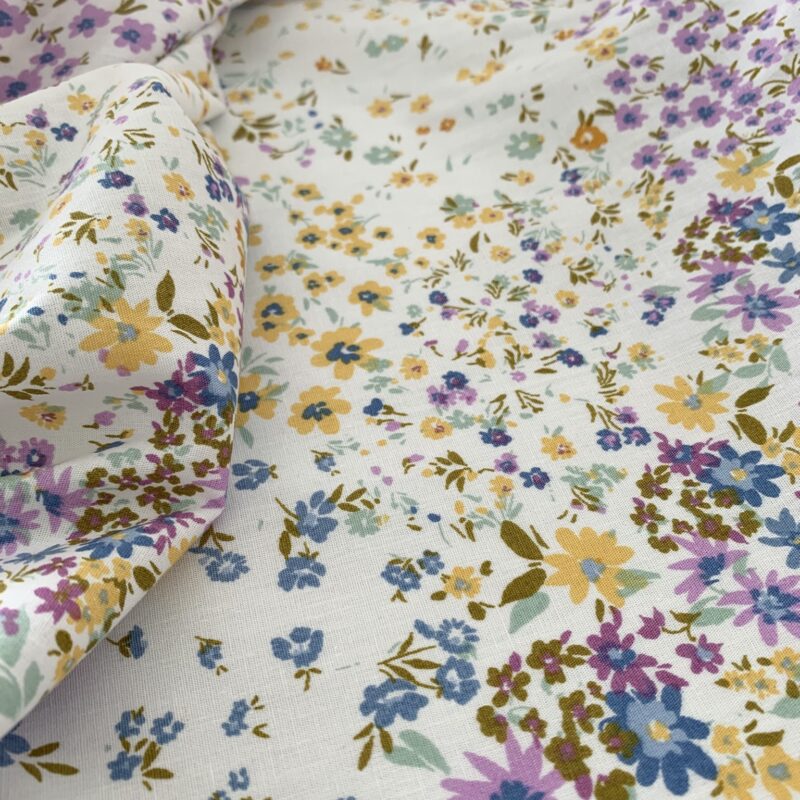 Tissu coton imprimé fleurs des champs