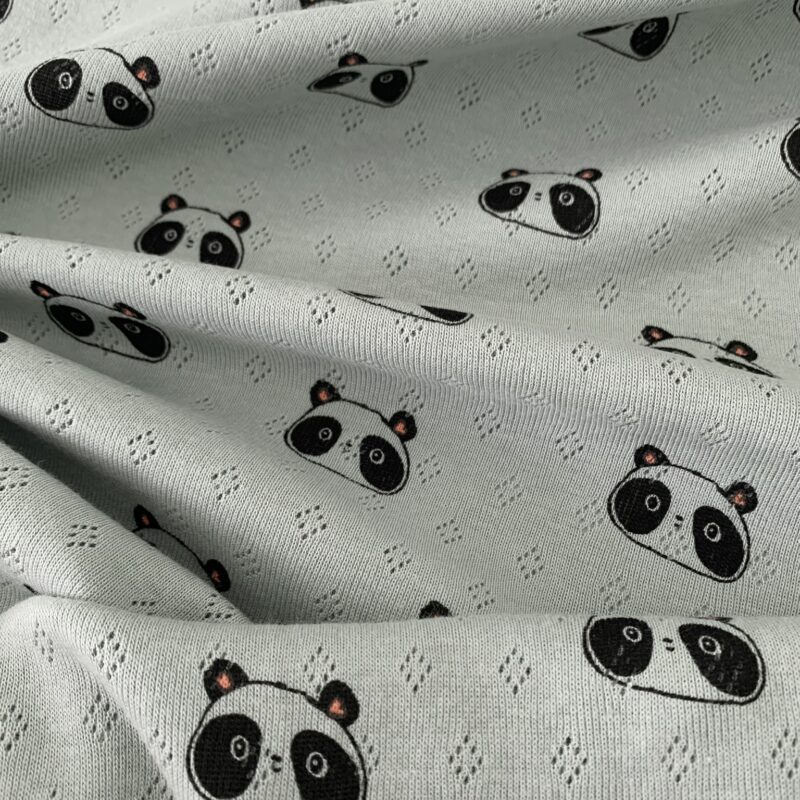 Tissu jersey maille pointelle panda