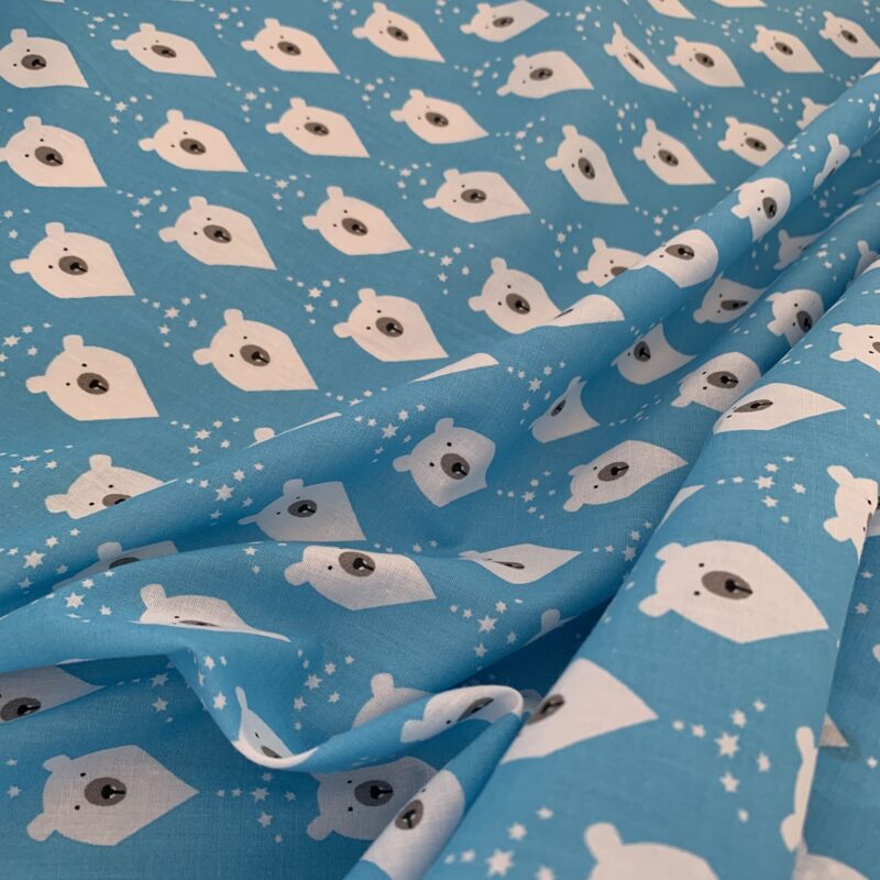 Tissu polycoton tête ours polaire