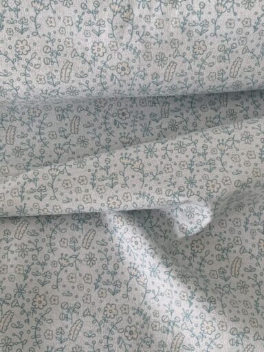 Tissu flanelle bleu motifs floraux – Image 4