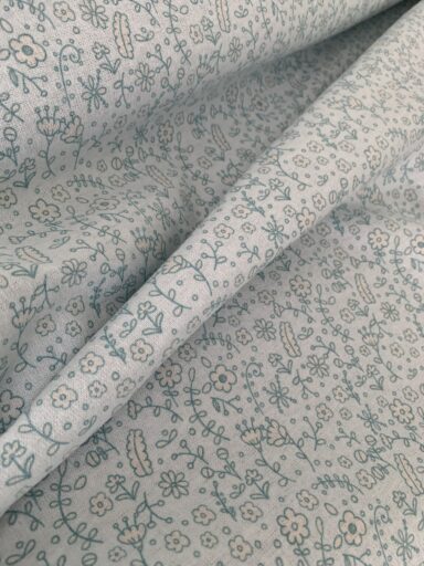 Tissu flanelle bleu motifs floraux