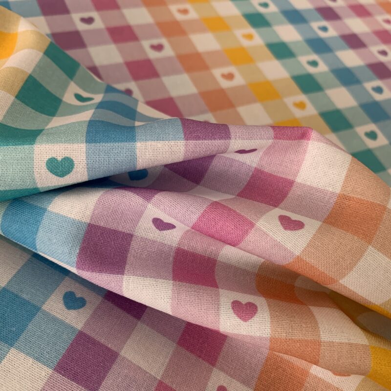 Tissu coton imprimé vichy multicolore