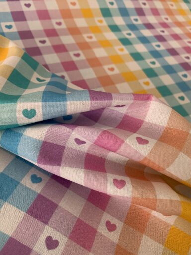 Tissu coton imprimé vichy multicolore