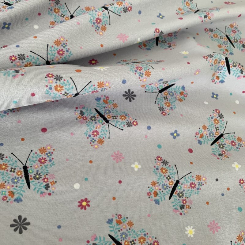 Tissu jersey de coton papillons