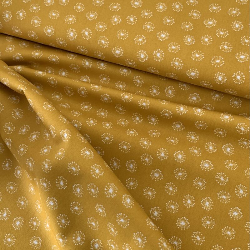 Tissu coton dandelion moutarde