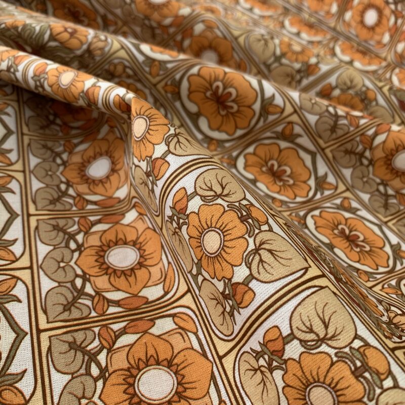 Tissu coton imprimé fleurs rétro