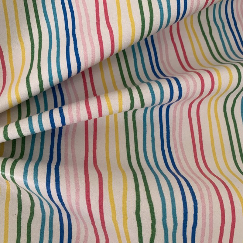 Tissu simili cuir souple imprimé rayures dansantes