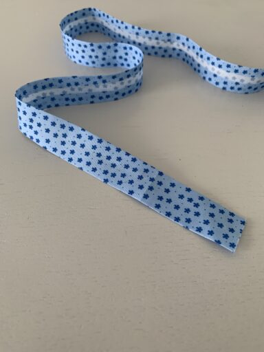 Biais coton 20mm bleu fleuri