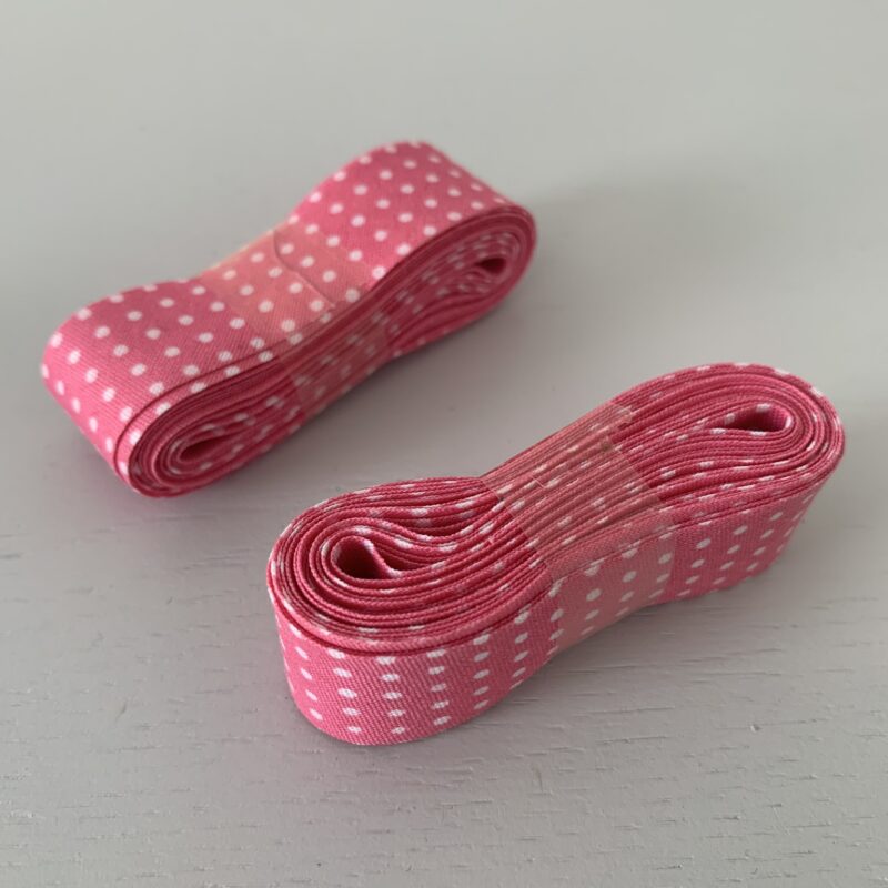 Bobine 3m biais 20mm à pois rose
