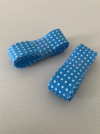 Bobine 3m biais 20mm turquoise à pois