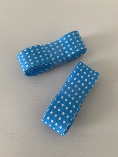 Bobine 3m biais 20mm turquoise à pois – Image 2