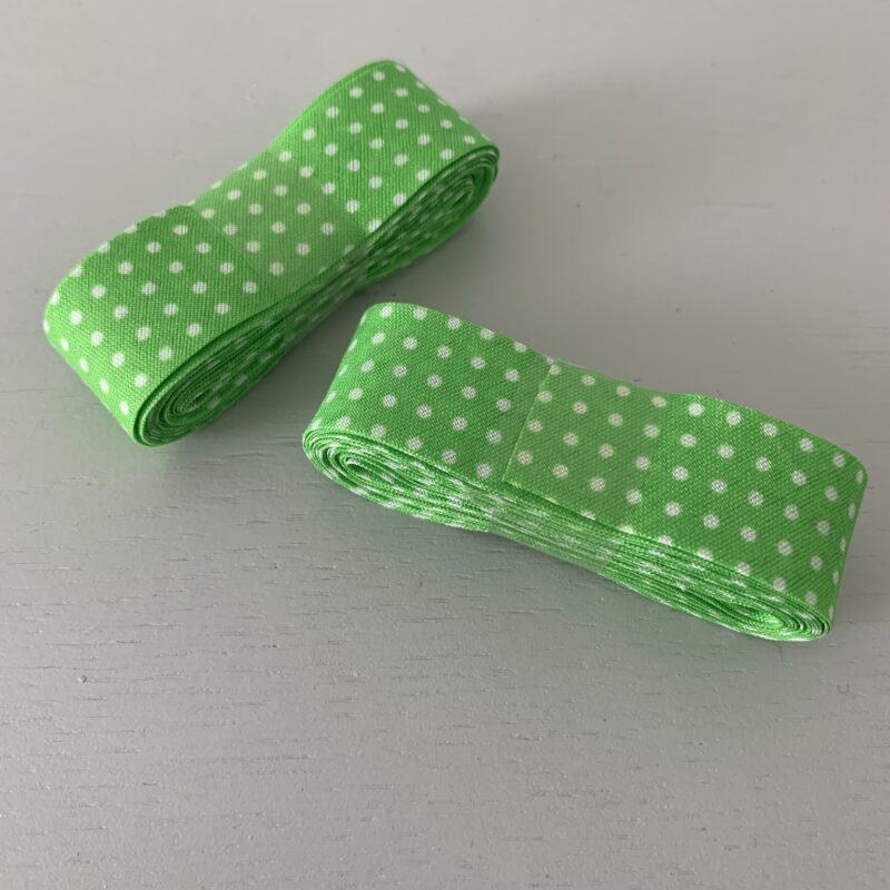Bobine 3m biais 20mm vert à pois