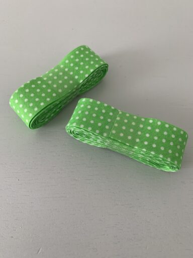 Bobine 3m biais 20mm vert à pois