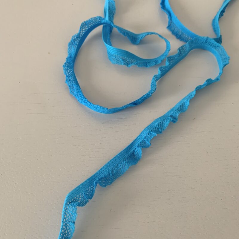 Elastique lingerie à volants tuquoise15mm