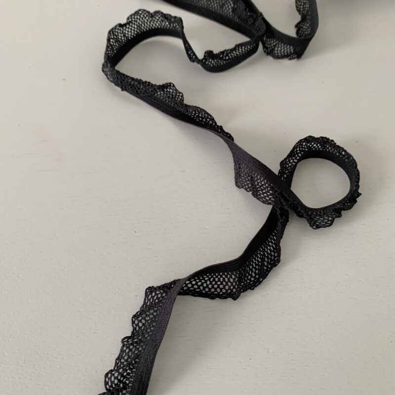 Elastique lingerie à volants noir 15mm