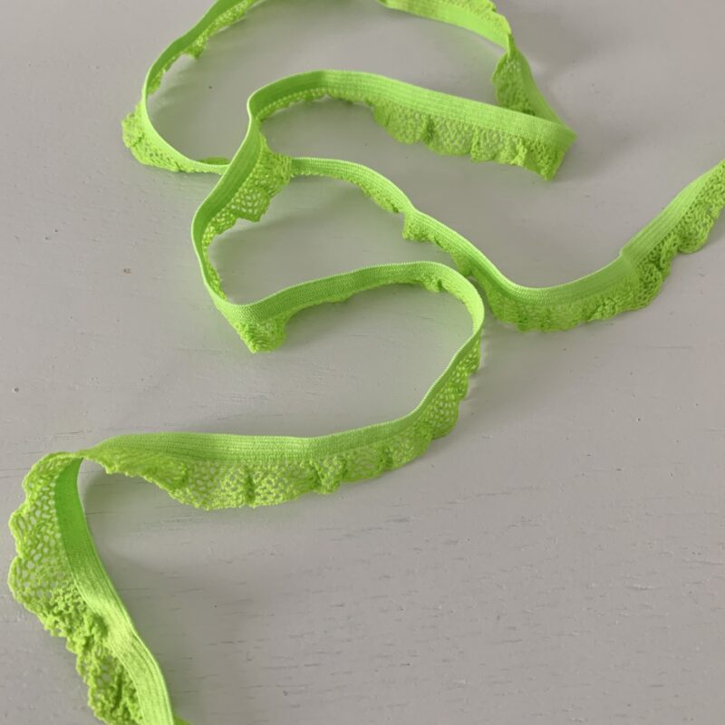 Elastique lingerie à volants vert pomme 15mm