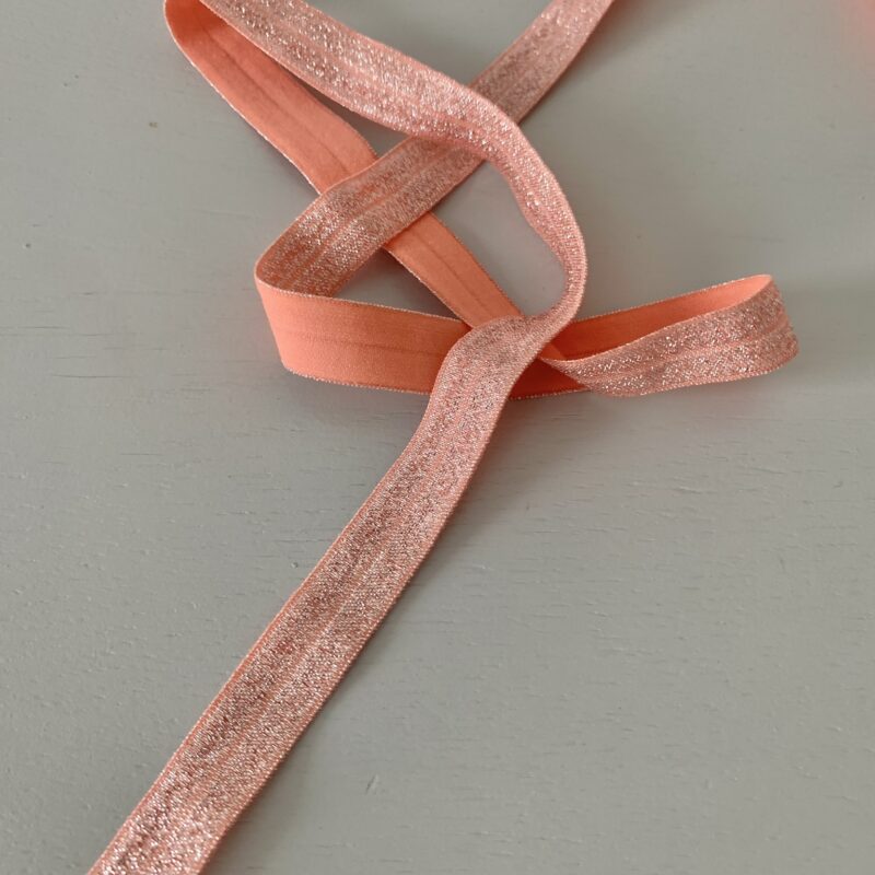 Biais lurex élastique corail 15mm