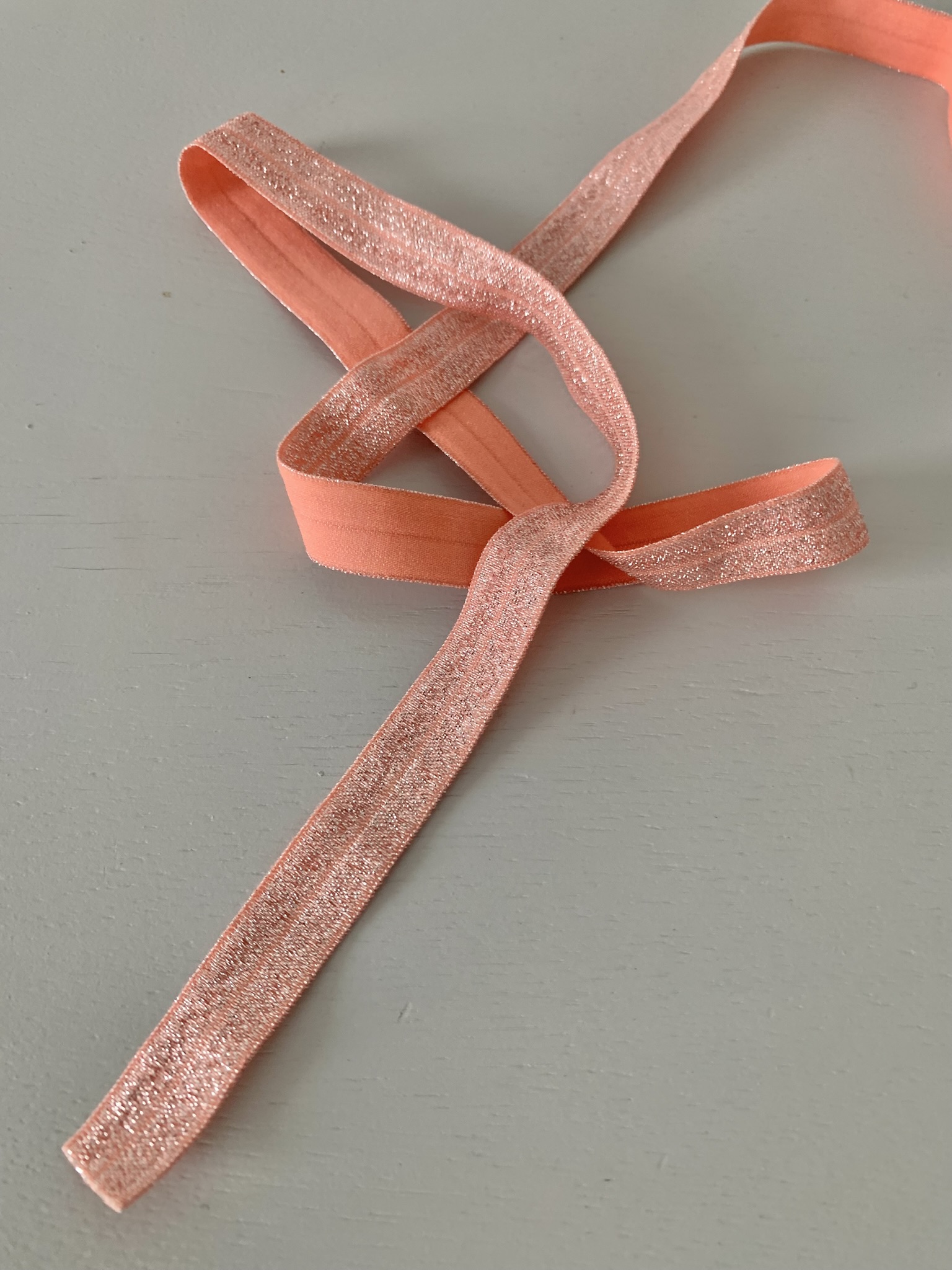 Biais lurex élastique corail 15mm