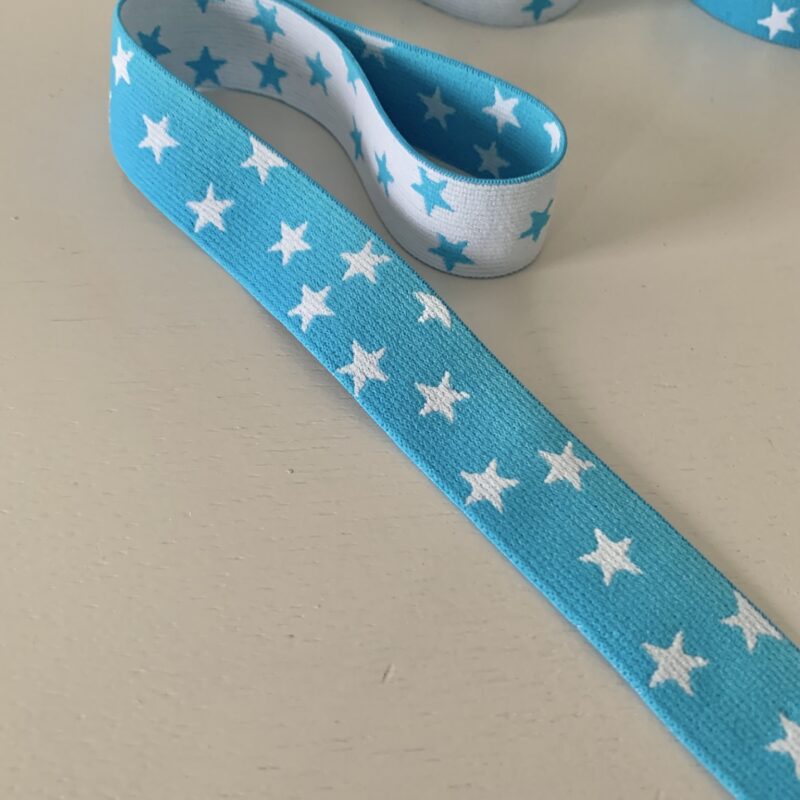 Elastique boxer turquoise étoilé 25mm
