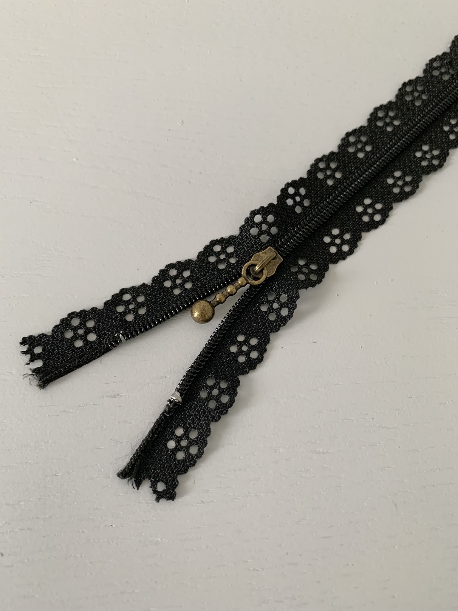Fermeture à glissière fantaisie dentelle noire 25cm