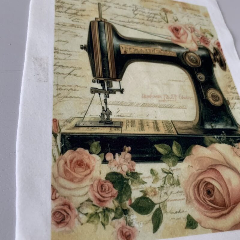 Coupon illustré velours machine à coudre
