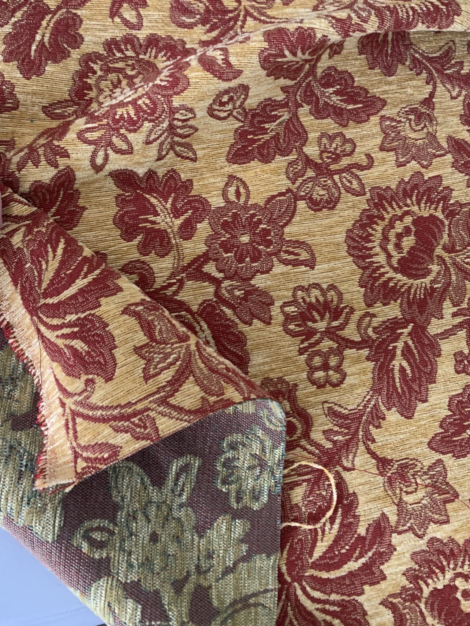 Tissu ameublement jacquard velours fleuri – Image 2