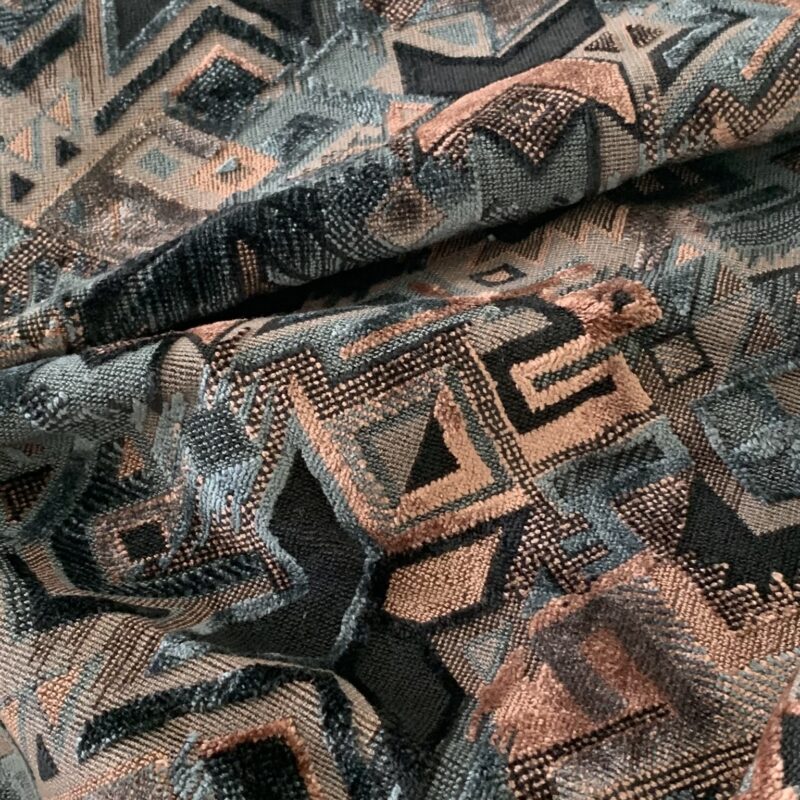 Tissu velours ameublement motifs géométriques