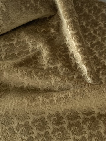 Tissu velours ameublement vert olive relief