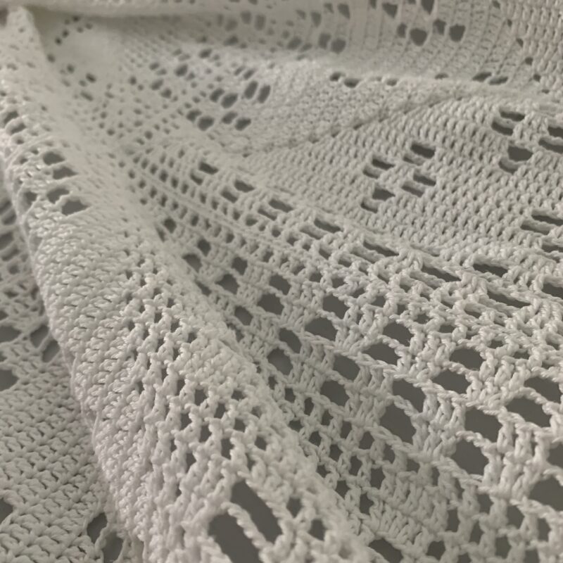 Tissu coton au crochet coloris blanc
