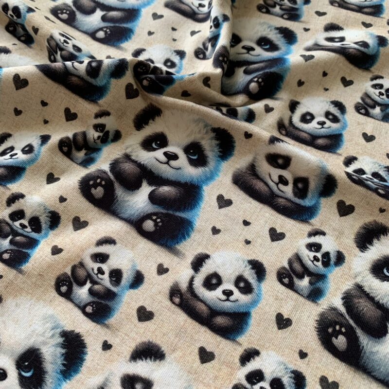 Tissu jersey de coton petit panda