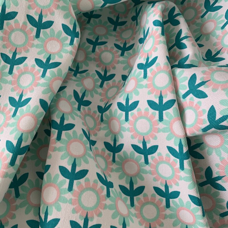 Tissu toile de coton épais marguerites